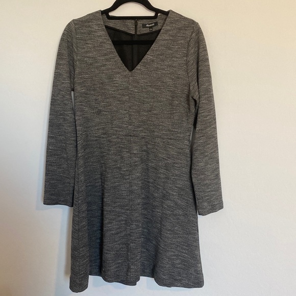 MADEWELL Bridgewalk Long Sleeve V-Neck Dress Gray Sz 12 Style F9143 - Picture 2 of 8
